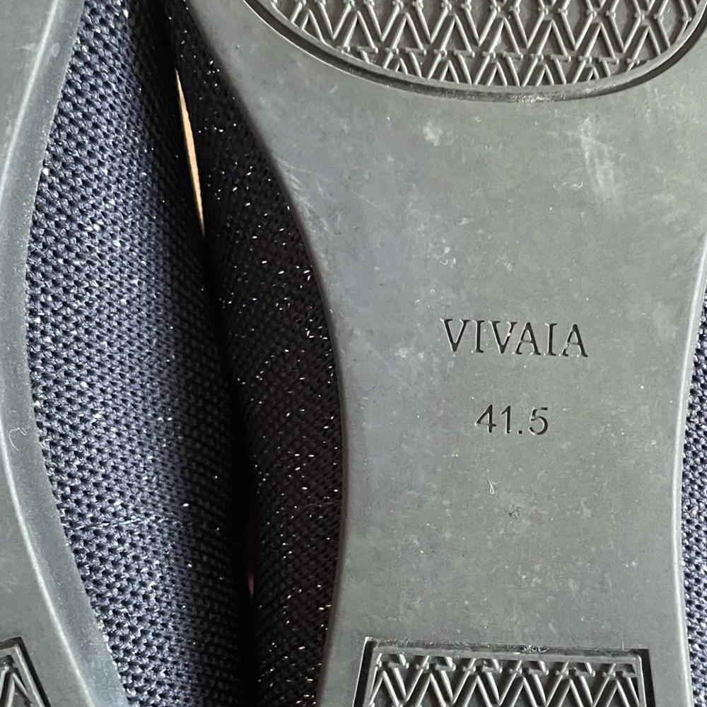 Vivaia Aria 5 French-Themed Oui Bow Special Edition Flats Navy Glitter US 10 - Picture 3 of 4
